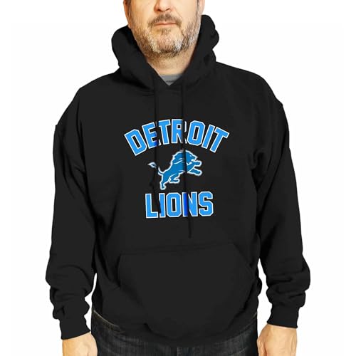 Team Fan Apparel NFL Gameday Adult Hooded Sweatshirt, Pro Football Fleece Hoodie Pullover Sweatshirt (Detroit Lions - Black, Medium)