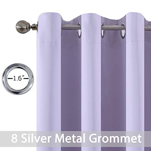 Yakamok Room Darkening Grommet Window Drapes Thermal Insulated Light Blocking Blackout Curtains for Bedroom(52Wx54L,Lilac,2 Panels)