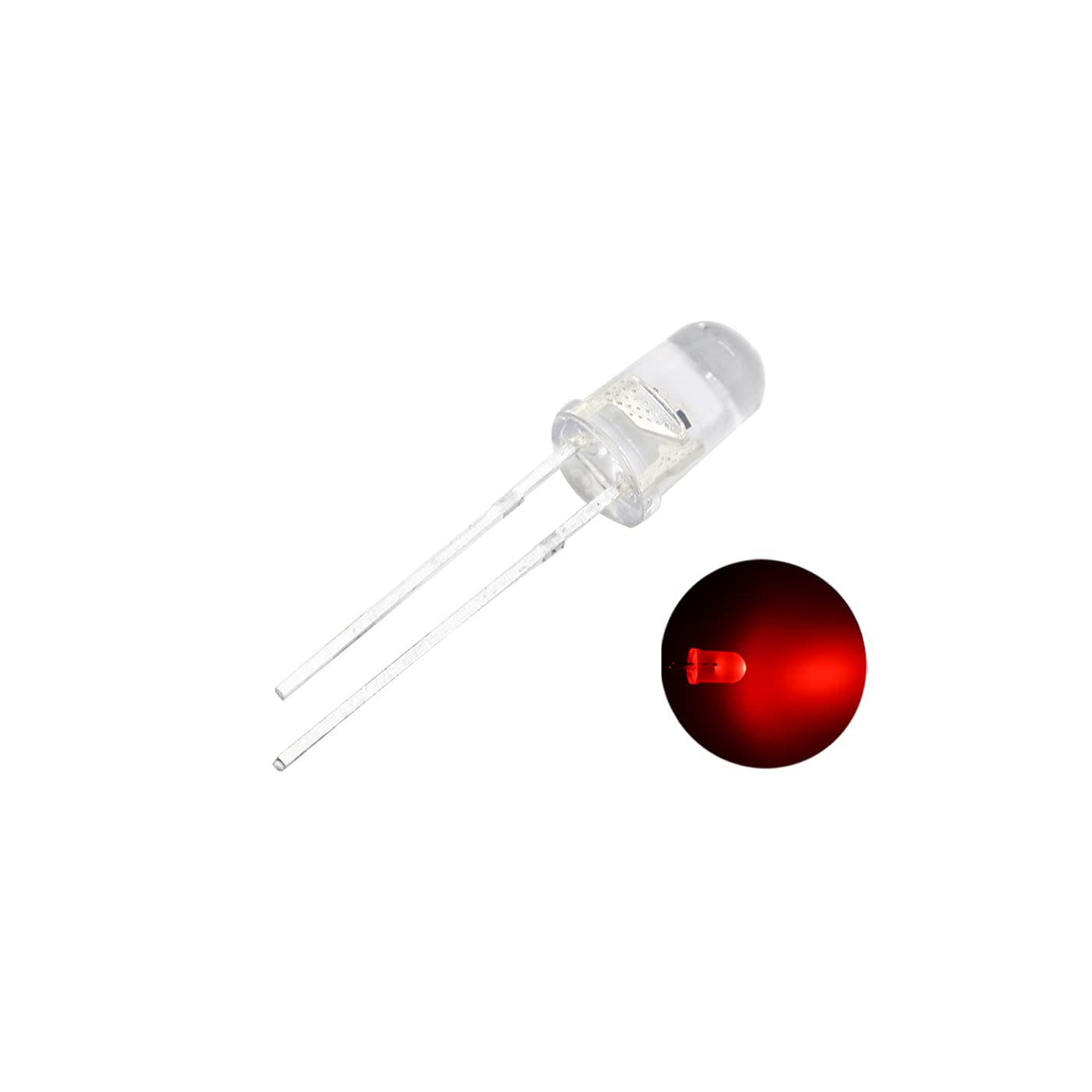Electronic Spices 5mm Basic White Leds Round Shape Pack of 100 (White in Clear)