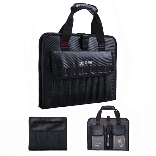 Goture Fishing Jig Bag,34 Mesh Pockets Portable Water-Resistant 600D PU Fishinig Lure Bag Saltwater Freshwater,Detachable Compartment, Suitable For Vertical Jig Slow Pitch Jigging Bait Tackle Storage