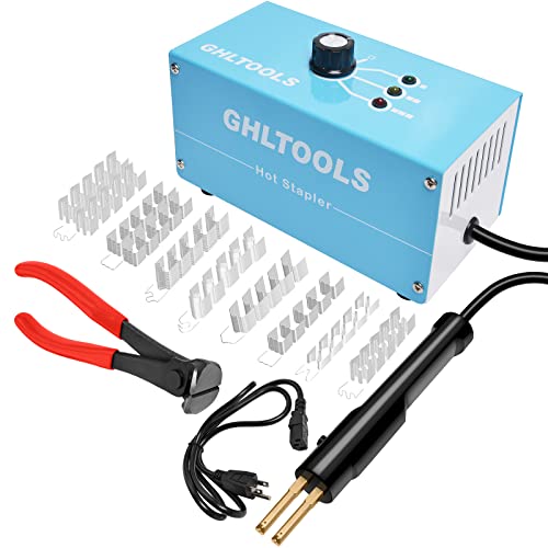 GHLTOOLS Welding Machine Car Bumper Repair Kit, 20W Multipurpose Plastic Welding Hot Stapler with 3-Level Temperature & 1000PCS Staplers