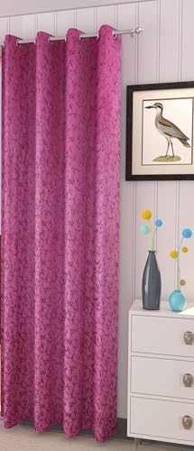 Image of Window Curtain 5 Feet Long for Living Room - Window Curtain Set of 1 Pcs Panel, Velvet Curtain Blackout & Stylish Parda for Home Decor & Office Pink Colour