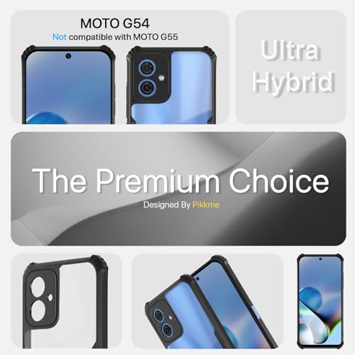 Image of Outlouders Back Cover for Motorola Moto G54 5G / G64 5G | Ultra Hybrid Transparent | Full Camera Protection | Raised Edge | Crystal Clear Bumper Case(Black)