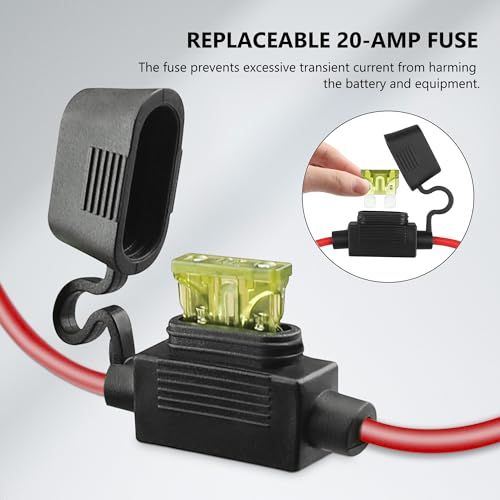 Image of 16AWG 3FT Charger Cable, Wire Harness Compatible with NOCO GC002 X-Connect M6 (1 /4in) Eyelet Terminal Connector Accessory Genius Smart Battery Chargers