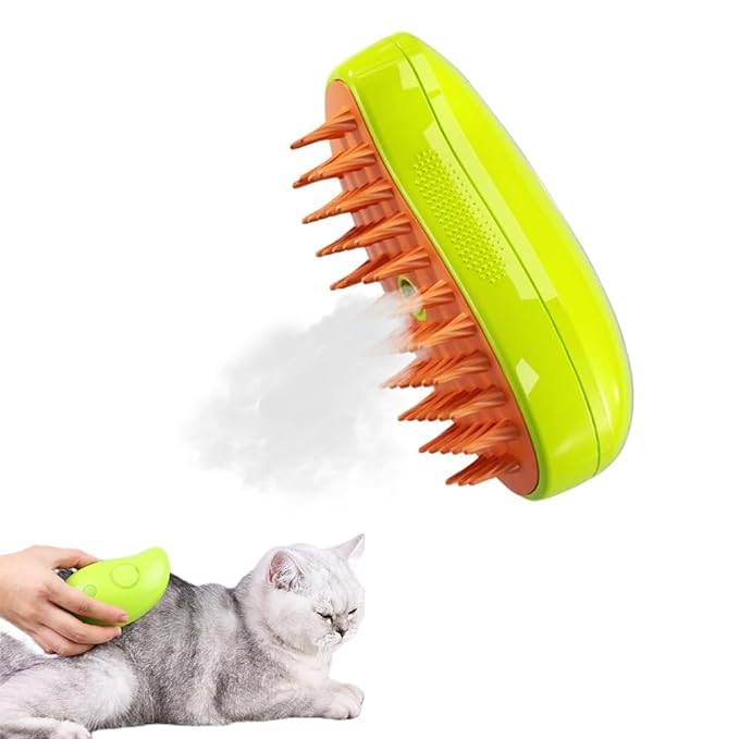 Cat Steam Brush, Steamy Cat Brush with LeaveOn Essence