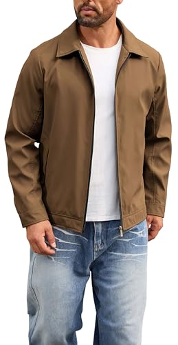 Image of QTE Lightweight Jackets for Men Casual Windbreaker Stylish Light Fall Spring Golf Work Dress Business Coat