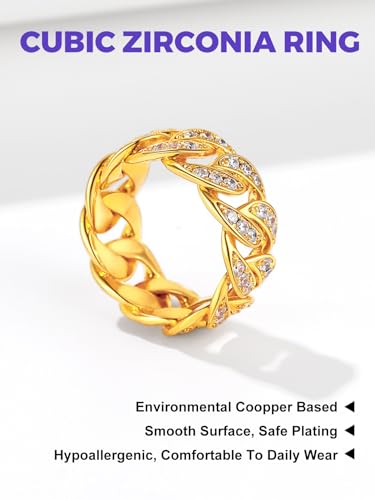 Richsteel Eternity Rings for Women Engagement Band Ring for Friend Cubic Zirconia Diamond Gold/Black Plated Copper Anniversary Rings Size 7 To 14 6