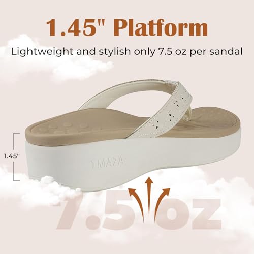 Image of Womens Platform Arch Support Flip Flops | Summer Wedge orthotic Slide Sandals footbed Thong Sandals for Pool Beach