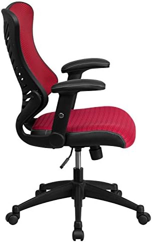 Flash Furniture Burg High Back Chair, Foam Nylon Steel, Burgundy Mesh, 42.75 x 25.75 x 25