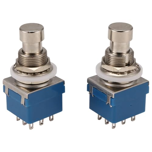 Xuzxinze 2Pcs Guitar Effect Switches 9-Pin 3Pdt Guitar Effects Pedal Box Stomp Foot Metal Switch True Bypass Blue