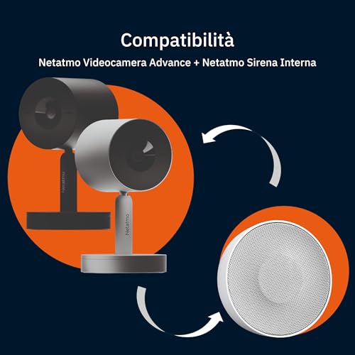 Netatmo NIS01-IT Sirena Interna Intelligente, Wireless, 110 dB, Attivazione/Disattivazione Automatica, Nessun Abbonamento, Alimentata a Pile o con Cavo - 2
