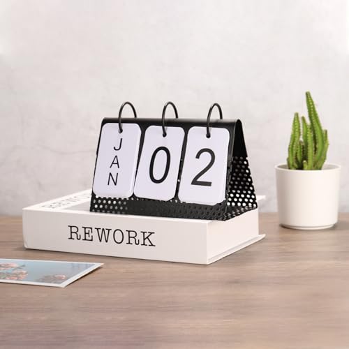 Calendrier Perpétuel Bois Vintage Solution Date Bureau Durable