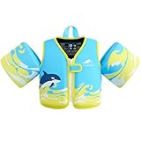 Gogokids Kinder Schwimmweste mit Schwimmärmeln, Kleinkinder Schwimmjacke mit Zwei Armbändern Kinder Schwimmhilfe Auftrieb für 2-6 Jahre/15-30KG Perfekt für Pool, Schwimmunterricht und Wasserpark