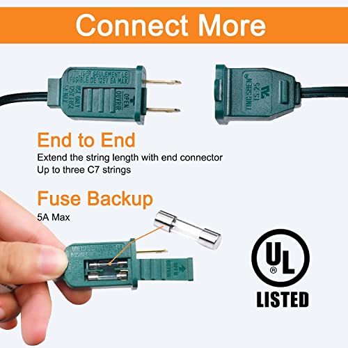 C7 Christmas Lights 25Ft C7 Clear Christmas String Lights With 27 Vintage Incandescent Bulbs (E12 Base, 5W) Indoor/Outdoor Hanging Lights Patio Lights Backyard Porch Balcony Party Christmas Decor #TOP4