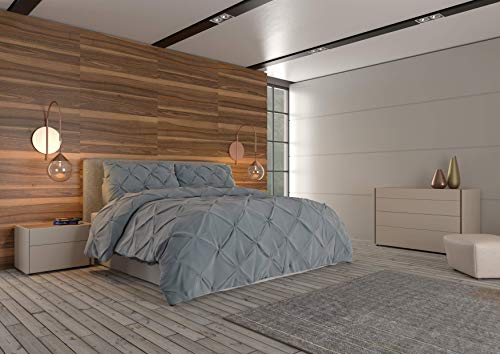 Image of Nestl King Comforter Set Pinch Pleat Comforter, Bedding Comforter Sets, Comforter Set for King Bed, Pintuck Comforter Set King /Cal King Size, Down Comforter with 2 Pillow Shams, 3-Piece - Ice Blue