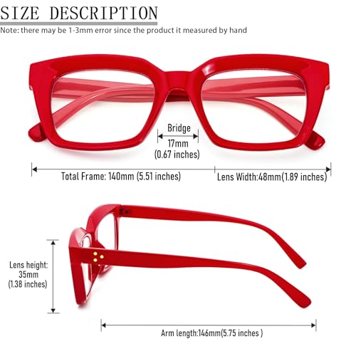 Image of REAVEE 2 Pack Oversized Reading Glasses for Women Men Blue Light Blocking, Ladies Stylish Retro Square Large Computer Readers (Red /Brown Leopard 0.0x)