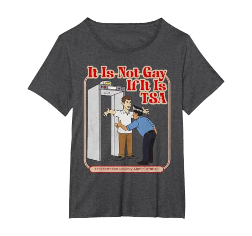 It is Not Gay If It is TSA Funny Precheck Airport Security T-Shirt, Women's Plus, Dark Heather Grey, 6X