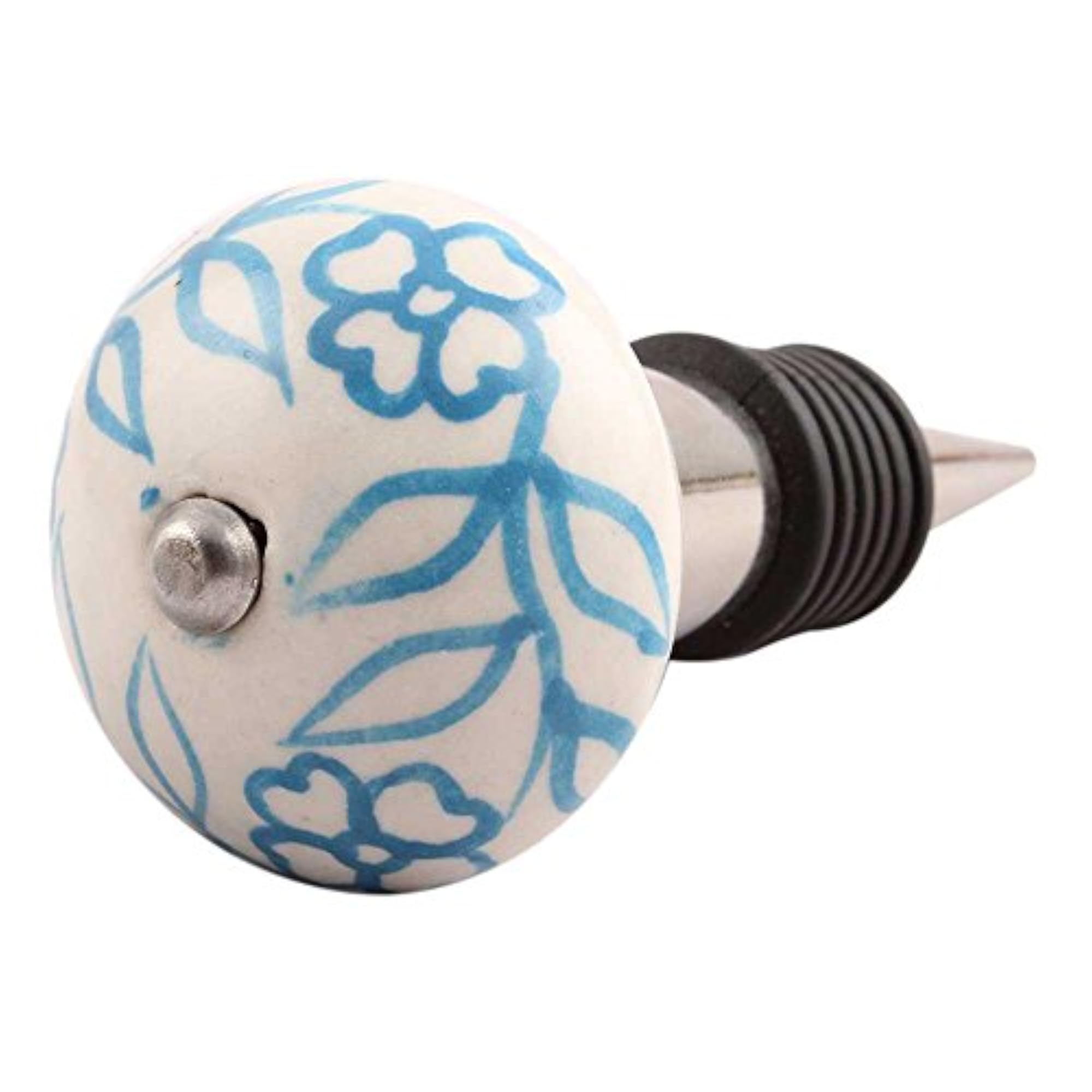 4 Piece Handmade Turquoise Ceramic Wine Bottle Stopper Set