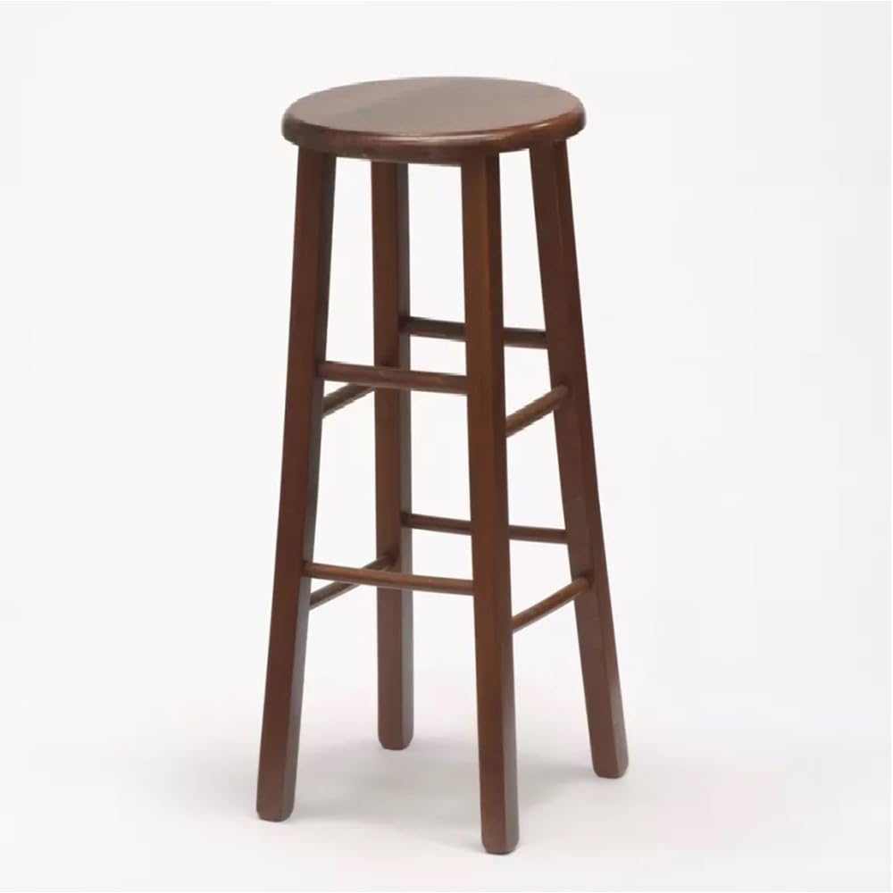 Sgabelli da bar set di 2 rotondi h 80 cm in noce scuro gambe dritte