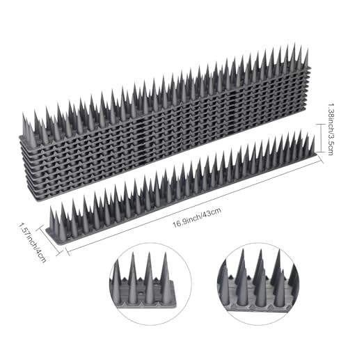 MAINOSHY 10PCS Bird Spikes for Pigeons, Anti Bird Spikes Wall and Fence Spikes Cat Deterrent Repellent Spikes Garden Security Bird Deterrent Spikes with Nylon Zip Ties for Outside Roofs Windows