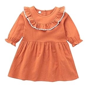 iFCOW Meisje Lange Mouw Jurk, Baby Meisje Jurk Peuter Lange Mouw Ruches Kraag Jurk