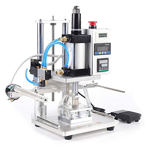 YIYIBYUS 110V Digital Hot Foil Stamping Machine,80X100Mm Control Time Air Pneumatic Logo Leather PVC Press Hot Stamping Machine PU Logo Press for Wood, Business Card, Paper, Plastic