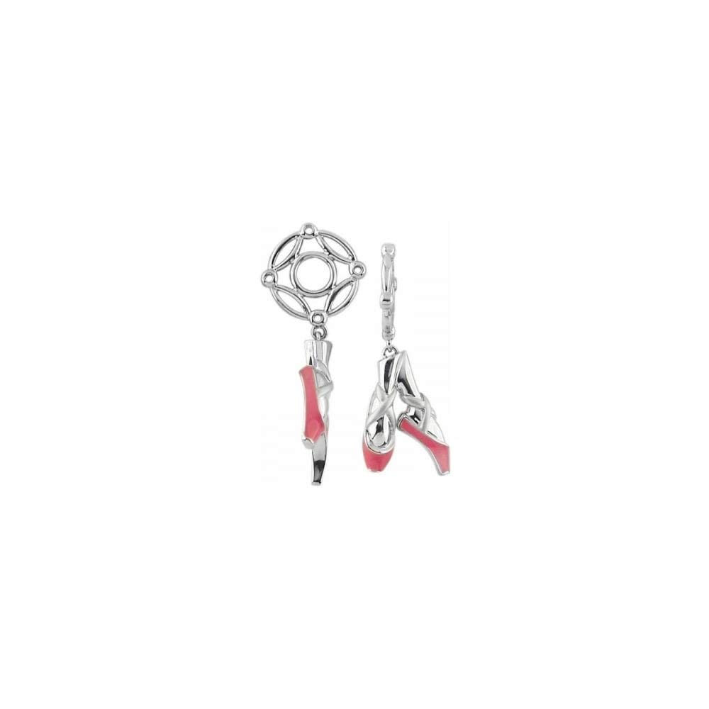Storywheels Women's Pink/Silver & Enamel Ballet Shoe Dangle Charm S316