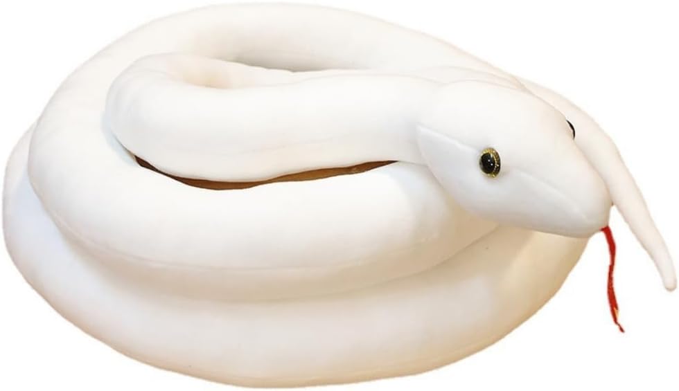 Giant Boa Constrictor 80 Inch Snake Plush Large Realistic Stuffed Animal Snake Plush Toy Gifts for Kids Birthday Party Prank Props (White)