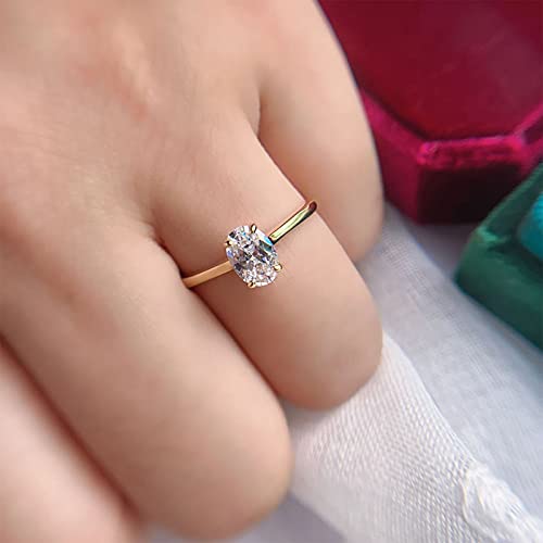 Wsx 10K Yellow Gold Oval Engagement Rings With 1Ct Moissanite For Women Solitaire Unique Wedding Promise Rings Size 8 #TOP3