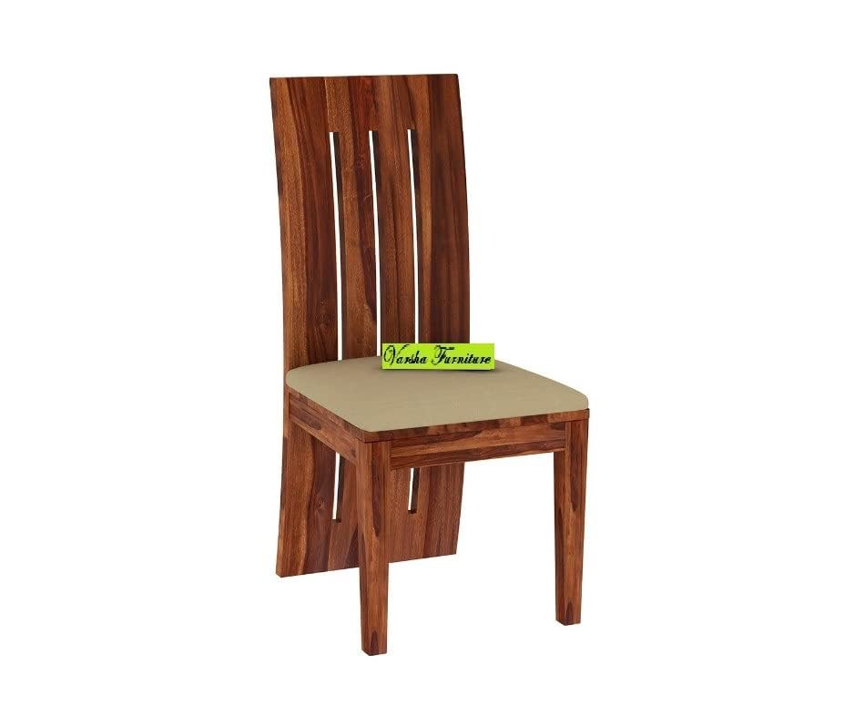 Image of Varsha Furniture Solid Wood Dining Chair for Dining Room Set of 2 | Wooden Study Chairs | Multipurpose Chair Made with Indian Sheesham Wood | Pre-Assembled - Honey Finish