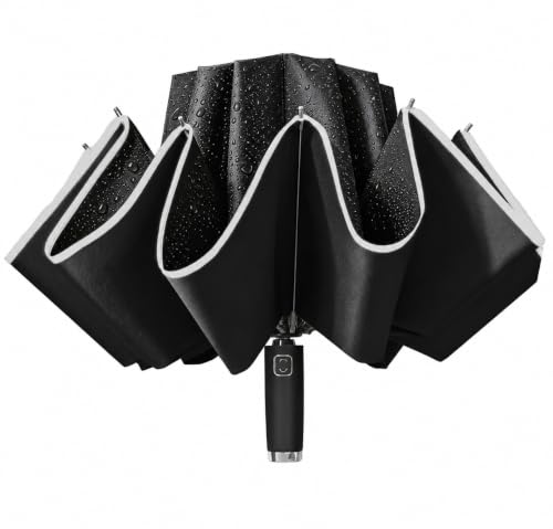 Image of Contacts Compact Folding Umbrella - Windproof Travel Umbrella with Automatic Open /Close, Waterproof, UV Protection, Portable Umbrella for Men, Women & Kids