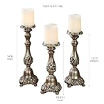 Touch of Class Victoria Acanthus Leaf Candleholders Set of 3 - Resin - Metallic Bronze, Silver - Candlesticks for Bedroom, Living Room, Mantel, Dining Room, Entryway, Foyer - Image 3