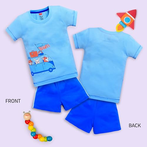 Image of LuvLap Baby Boys Regular Fit 100% Cotton Half Sleeves Boys T-Shirts and & Shorts Set Pack of 3