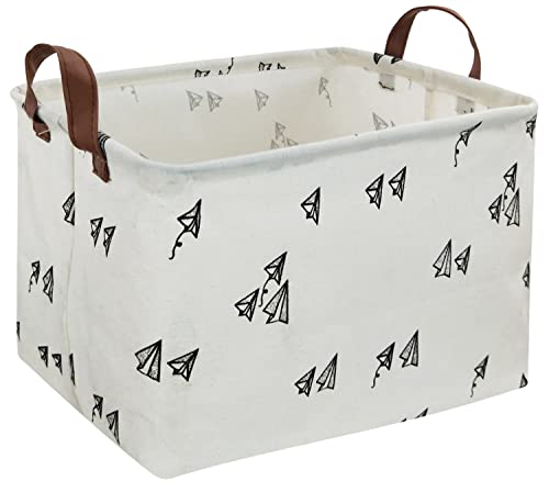 HIYAGON Rectangular Storage Box Basket for Baby, Kids or Pets - Fabric Collapsible Storage Bin for Organizing Toys,Nursery Basket,Clothing,Books, Gift Baskets (Paper plane)