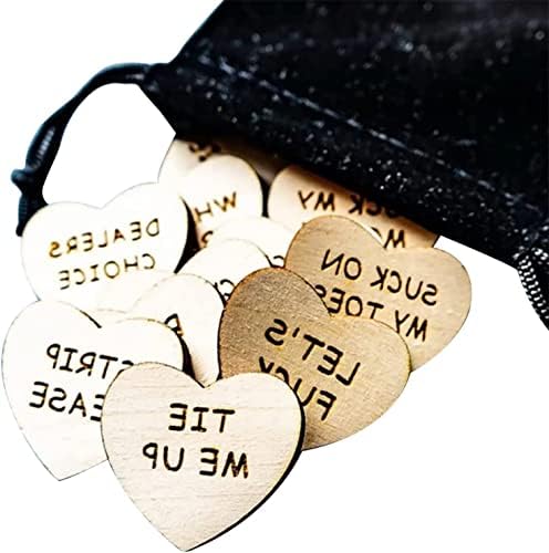 QIAOO 20Pcs Date Night Activity Tokens, Valentines Ideas Gifts for Couples, Funny Wooden Couples Date Night Activity Token, Romantic Funny Sex Token Gift for Him (Package 3, Heart-Shaped)