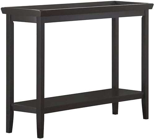 Mesa consola de pasillo con repisa elevada, patas de madera maciza cónicas, mesa de acento de entrada, acabado negro duradero