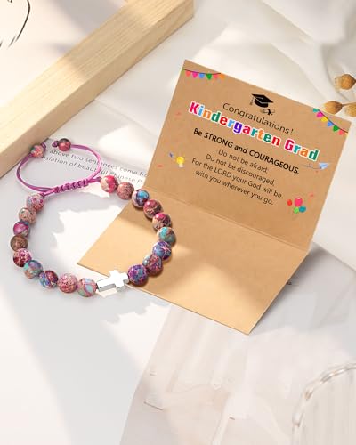 Image of UPROMI Cross Bracelet for Girls Baptism Communion Confirmation Gifts, Kindergarten /Preschool /5th Grade /8th Grade Graduation Gifts