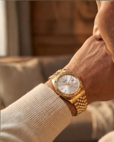 Image of Ajanta Quartz Monaco Men's Analog Watch|| Stainless Steel Bracelet Strap | Day & Date Display | Water Resistant | Fashion Wrist Watch for Men