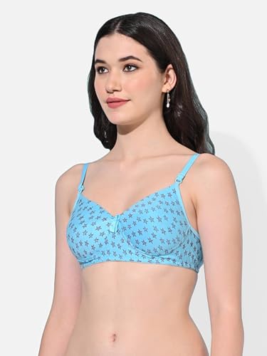 Image of FIMS - Fashion is my style Women Cotton Blend Padded Non-Wired Everyday Bra Pack of 1 Cup- B Multicolor