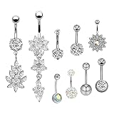 Hailong Ming 8 Piezas de Piercings de Acrílico con para El Ombligo, 14G, 9 piezas,