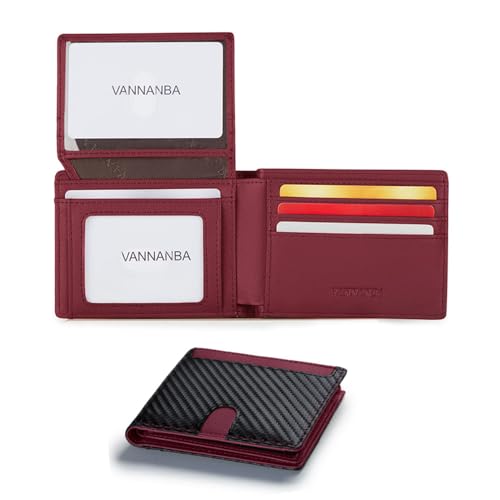 VANNANBA Wallets for Men 14 Card Holder Slim mens Rfid blocking Leather wallet 2 ID Window Bifold Card Wallet,with Gift Box