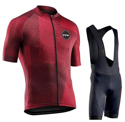 Moxilyn Ropa de Ciclismo Para Hombre Traje de Bicicleta Conjunto de Verano Top + Bib Shorts Acolchados, Almohadilla de Asiento de Gel 9D Para Montar En Bicicleta Conjunto Cómodo y De Secado Rápido