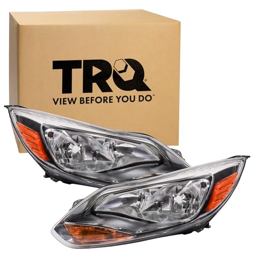 Image of TRQ Headlight Assembly Set Driver & Passenger Side FO2502298 FO2503298 Compatible with 2012-2014 Ford Focus