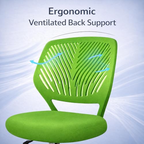 Image of Ergonomic 360 Swivel Office Chair for Home & Office Work with Back Support |Height Adjustable Mechanism | Revolving Computer Chair for Home Study Use | Gaming Style Kids Task Chairs - Green