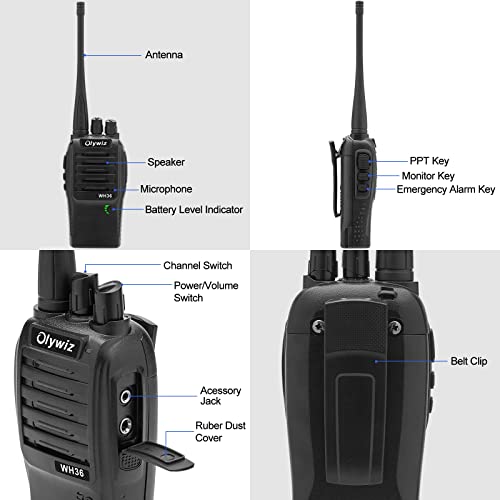 Olywiz Walkie Talkies Long Range Rechargeable Handheld Fm Transceiver 5W 9 Miles Range 16Ch With Ctcss/Dcs Tot Function 2 Way Radio For Survival Camping Driving School Security 2 Pack #TOP1
