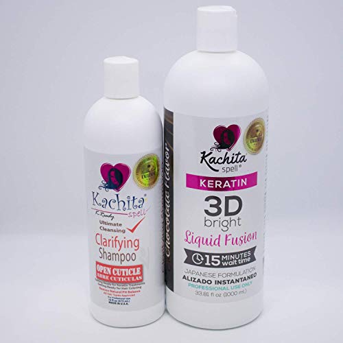 Kit Brazilian Keratin 3D IMPROVED FORMULA Treatment Hair Straighteners Hight Bright Kachita Spell + Clarify Shampoo
