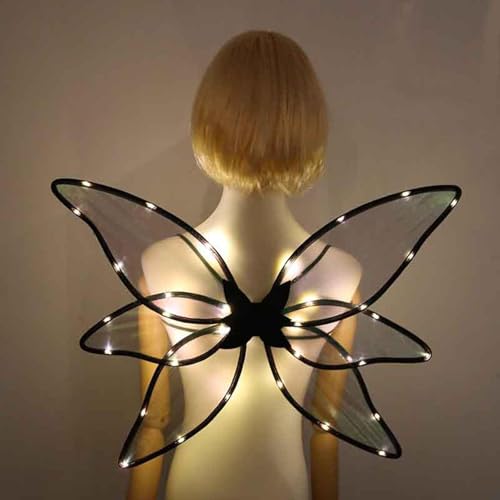 Photo de zwxqe Illuminez Les Ailes de fée - Wings LED allument des Ailes - Fée Marraine Costume Halloween, Ailes Lumières Cosplay pour Halloween Cosplay Fête De Vacances, Ailes De Papillon