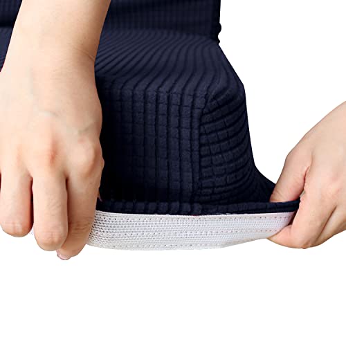 Lipor Set Of 4 Stretch Jacquard Navy Dining Chair Covers Mid Century Modern Curved Chair Slipcover Armless Chair Cover Reusable Washable Furniture Cover For Home Decor Banquet (Navy) #TOP4