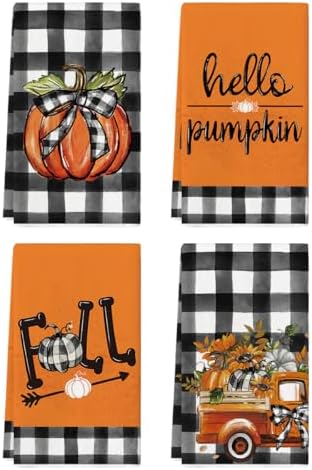 Amazon.com: Artoid Mode Buffalo Plaid Truck Hello Pumpkin Fall Kitchen ...