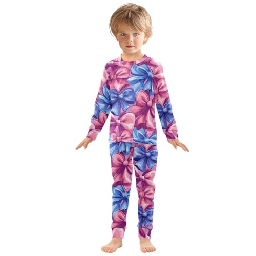 Pajama Sets Long Sleeve Large Colorful Bow Pattern Soft Comfy Sleepwear 2 Piece PJS 3-8T2
